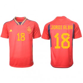 Spanien Jordi Alba 18 Hjemme VM 2022 - Fodboldtrøjer (S/S)